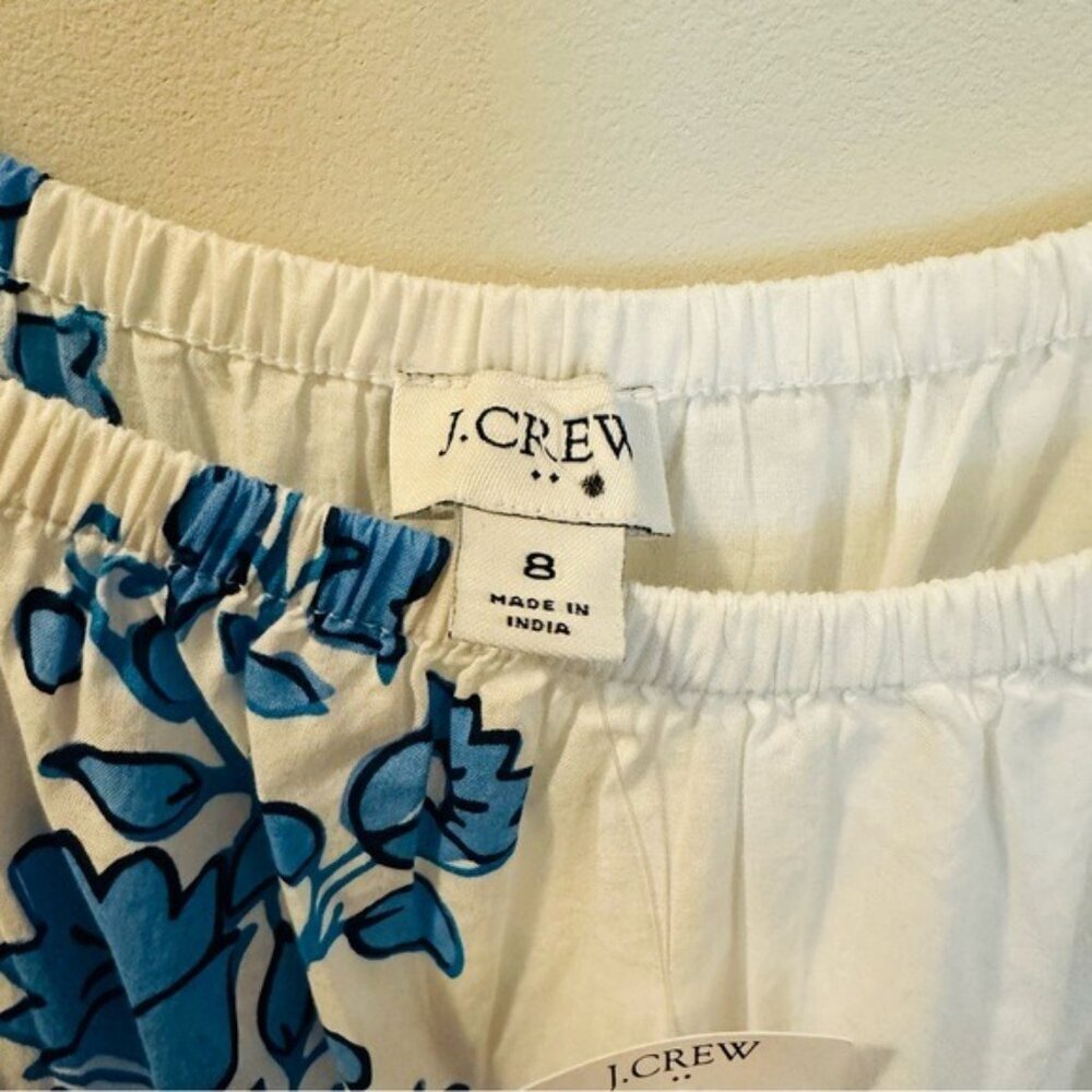 J. Crew White Blue Floral Puff-Sleeve Tiered Sz 8 Midi Dress NWT - Picture 11 of 15